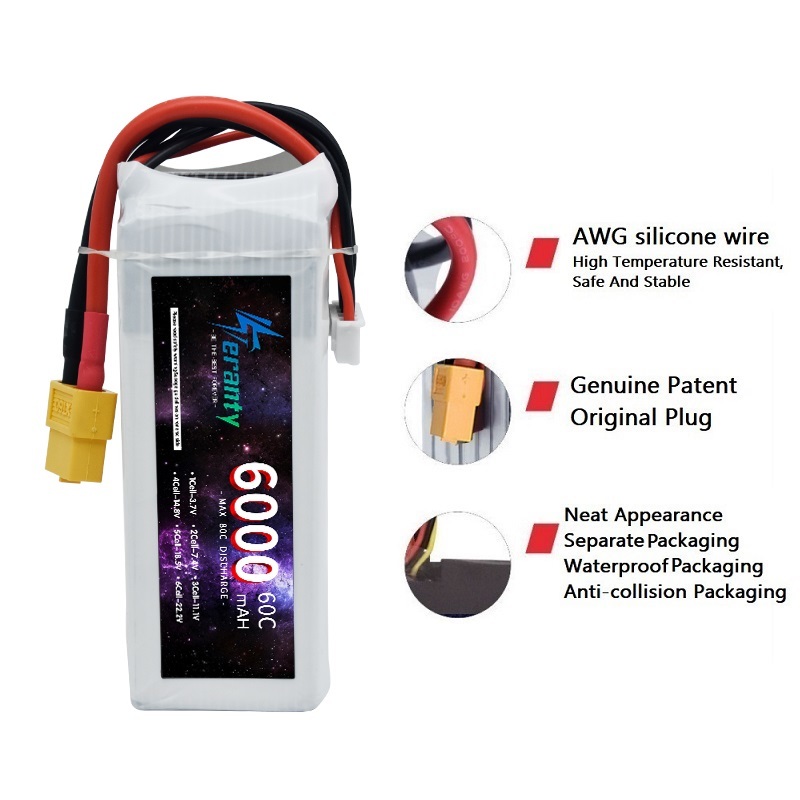 6000mAh Lipo 14.8V Battery 4S  - огляд і ціна 4S Lipo Battery 14.8V 6000Mah