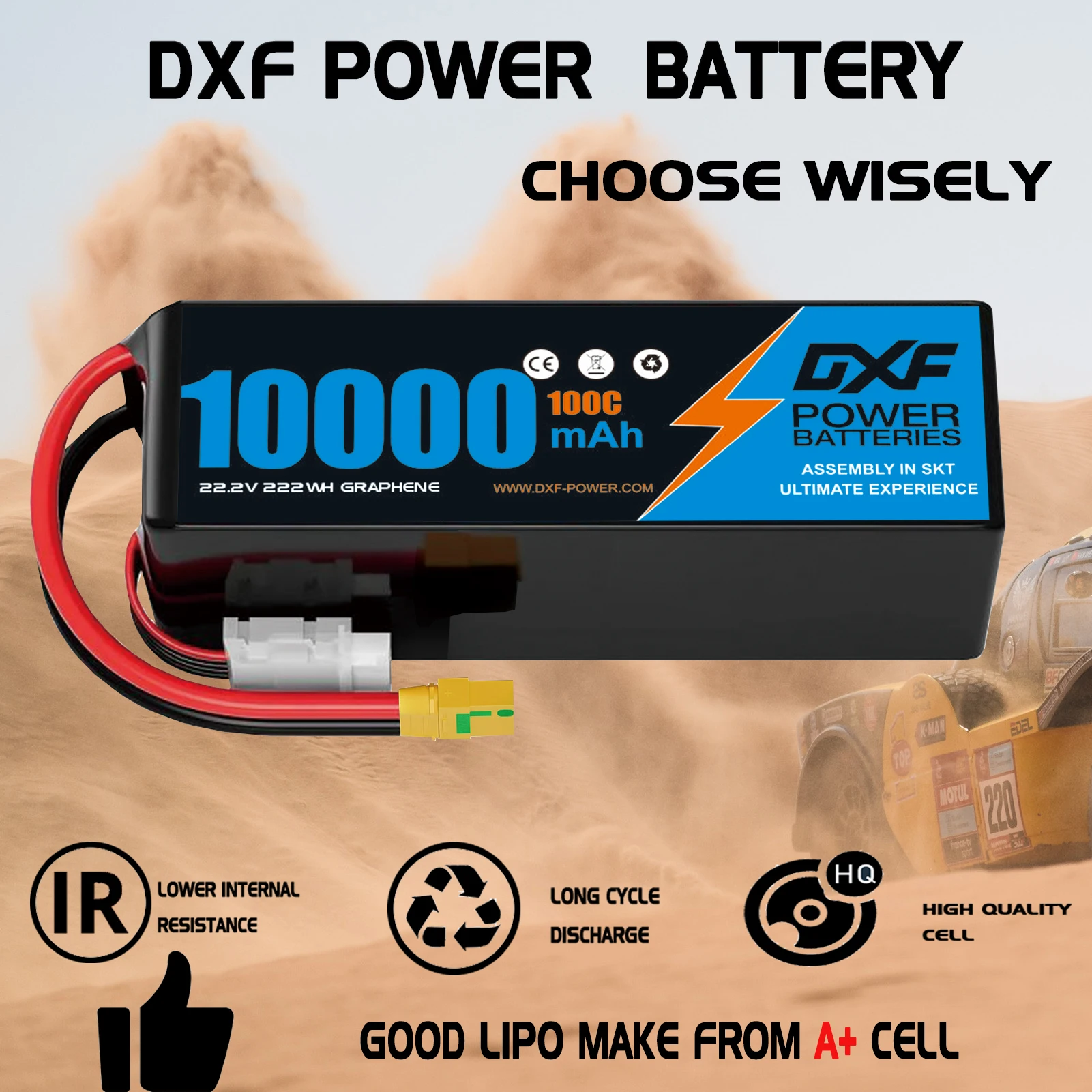 DXF Lipo Battery 6S 22.2V 100C - огляд і ціна 6S Lipo Battery 22.2V 5000Mah